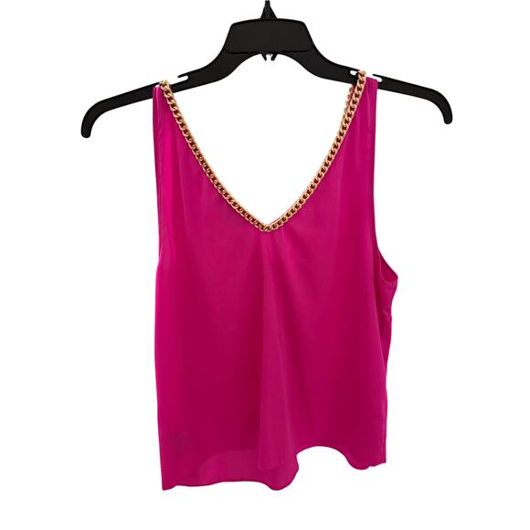 Generation Love Women's Medium Hot Pink Sleeveless Dallas Chain V-Neck Top - Picture 5 of 8